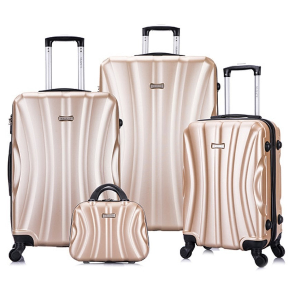 Kit Malas De Viagem Com Frasqueira Dourado 14" 20" 24" 28"