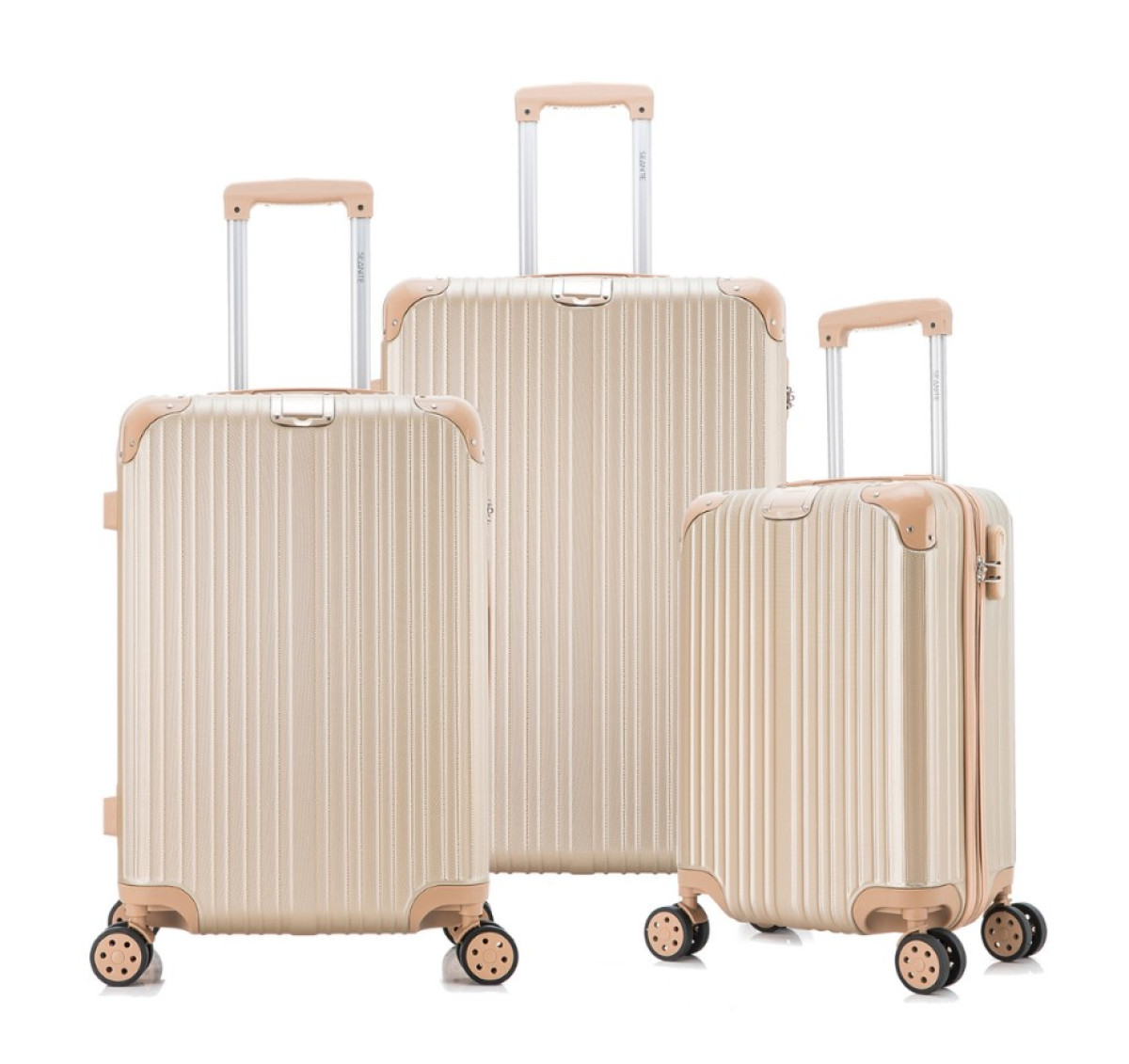 Kit Malas De Viagem Rodas Duplas Dourado 20" 24" 28"