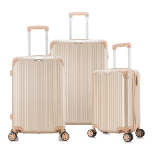 Kit Malas De Viagem Rodas Duplas Dourado 20" 24" 28"