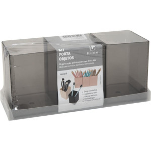 Acessorio Para Mesa Organizador Office Fume 3 Pecas-124597-46121