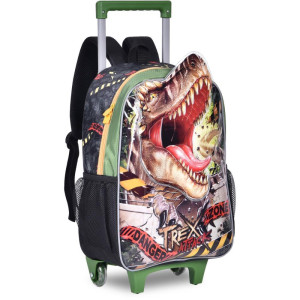 Mochila Infantil Com Rodinha Trex Attack G Estojo+lancheira