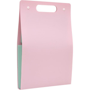 Pasta Sanfonada Plastica A4 12 Divisoes Vertical Rosa Pastel-124589-80266