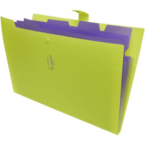 Pasta Sanfonada Plastica A4 5 Divisoes Amarelo Neon-125918-91983