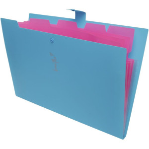 Pasta Sanfonada Plastica A4 5 Divisoes Azul Neon-125917-98274