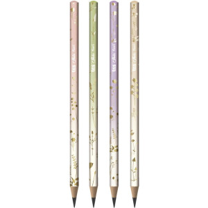 Lapis Preto Redondo Decorado Tris Fiori 4 Cores