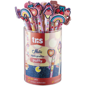 Lapis Preto Redondo Decorado Tris Puffy 4 Modelos-125843-19041