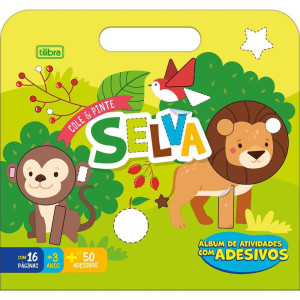 Livro Com Adesivos Cole E Pinte Selva 16pgs