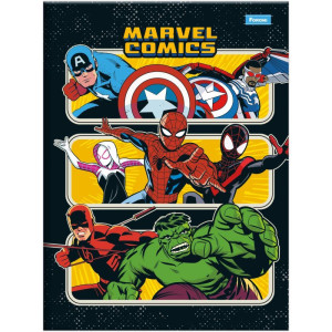 Caderno Brochura 1/4 Capa Dura Marvel Comics 80fls