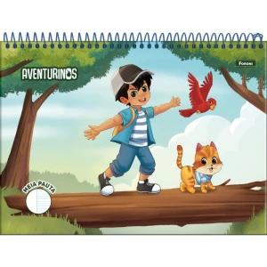 Caderno Desenho Univ Capa Dura Aventurinos Meia Pauta 40f