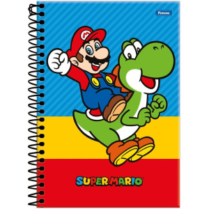 Caderno Espiral 1/4 Capa Dura Super Mario Bros 80fls