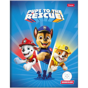 Caderno Quadriculado 1/4 Patrulha Canina 1x1cm