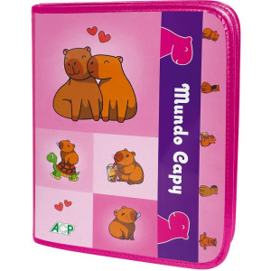 Fichario Com Ziper Mundo Capy C/div+bloco 96fls