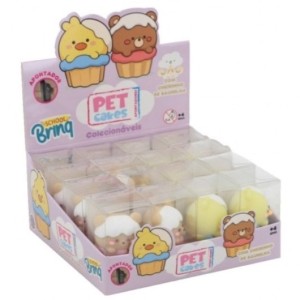 Papelaria School Brinq Apontador Pet Cakes Aroma De Baunilha - Display