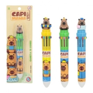 Papelaria School Brinq Caneta Gel Capivara Capi Mania - Display
