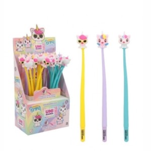 Papelaria School Brinq Caneta Gel Unicórnio Silicone Ponta Fina Corpo Ergonômico - Display