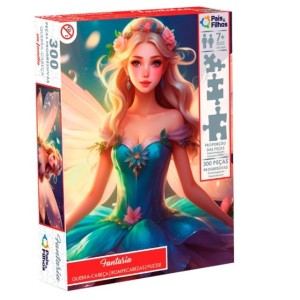 Quebra-cabeça Em Família Fantasia 300 Peças 27 Cm - Caixa Litografada