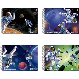 Caderno Desenho Univ Capa Dura Outer Space 60f