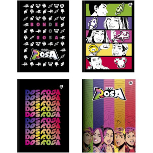 Caderno Brochura 1/4 Capa Dura Dos Rosa 80f