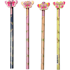 Lapis Preto Sextavado Decorado Love Borboletas Top C/borracha Pont-125703-53675