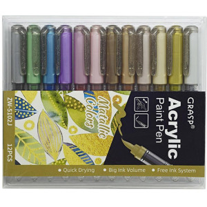 Marcador Artistico Acrylic Brush 12cores Metalicas