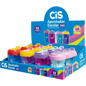 Apontador Com Deposito 2 Furos Cis 360 4 Cores