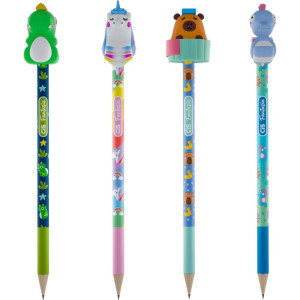 Lapis Preto Redondo Decorado Cis Fantasia Bichinhos 4mod (s