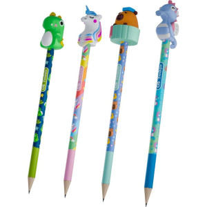 Lapis Preto Redondo Decorado Cis Fantasia Bichinhos 4mod (s-123975-97836