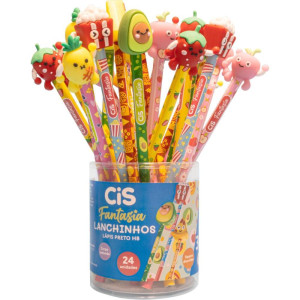 Lapis Preto Redondo Decorado Cis Fantasia Lanchinhos 6mod(s