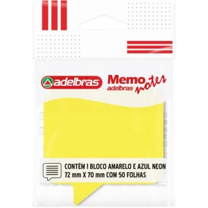 Bloco De Recado Autoadesivo Memonote Dialogo 72x70 Am/az Neon 50fls