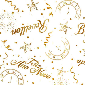 Tnt Estampado 1,40m 40g Reveillon Fundo Branco