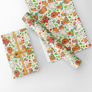 Papel Presente Bobina Couche 40cm. Mod.156 Capivaras-125336-12319