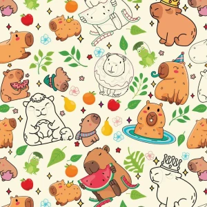 Papel Presente Bobina Couche 40cm. Mod.156 Capivaras