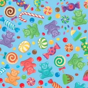 Papel Presente Bobina Couche 60cm. Mod.199 Doces E Pirulitos