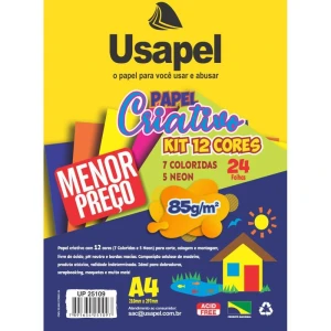 Bloco Para Educacao Artistica Usapel Criativo 12 Cores A4 85g 24fls