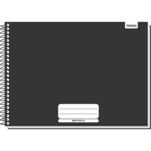 Caderno Desenho Univ Capa Dura Meia Pauta Preto Liso 96f-125581-37499