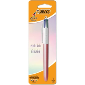 Caneta Esferografica 4 Cores Perolado Rosa