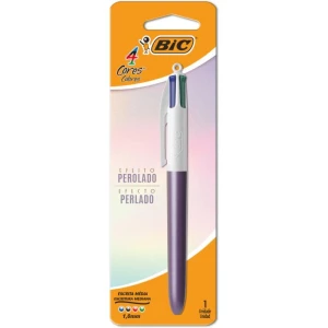 Caneta Esferografica 4 Cores Perolado Roxo