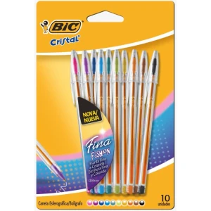 Caneta Esferografica Cristal Fina Fashion 10 Cores