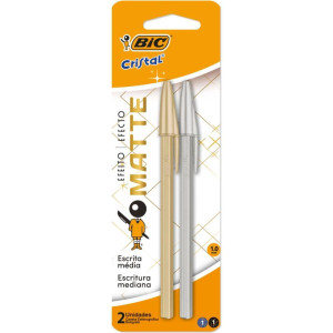 Caneta Esferografica Cristal Mate Ouro/prata