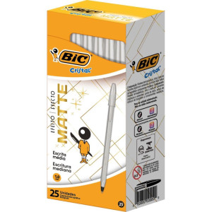 Caneta Esferografica Cristal Mate Prata