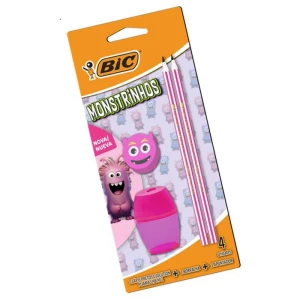 Kit Escolar Monstrinho Rosa Lap.+borr+apon