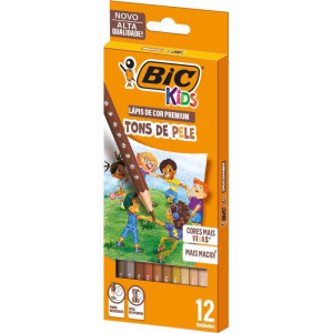 Lapis De Cor Sextavado Bic Kids Tons De Pele 12 Cor.