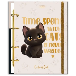 Caderno Argolado Cute Cat C/elast+ 4 Capas 80fl