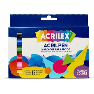 Caneta Para Tecido 6 Cores Sortidas Acrilpen