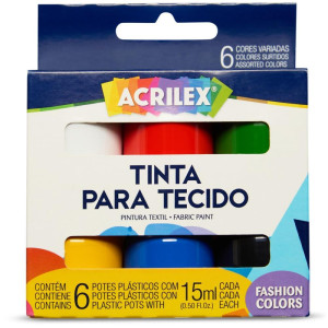 Tinta Para Tecido Fashion Colors 15ml 6cores (s)