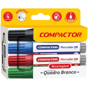 Pincel Quadro Branco Qb Recarregavel 4 Cores