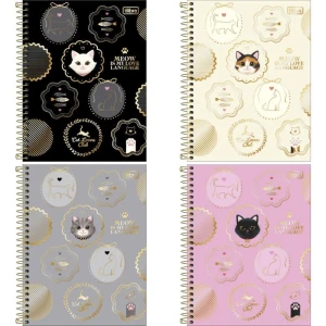 Caderno 01x1 Cp.dura Colegial Perrfect Cats 60fls 177x240mm
