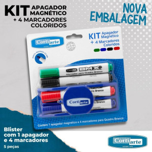 Pincel Quadro Branco 4 Marcadores+1 Apagador Magn