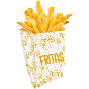 Embalagem Para Alimentos Saco Fundo Fritas 10x10x5cm