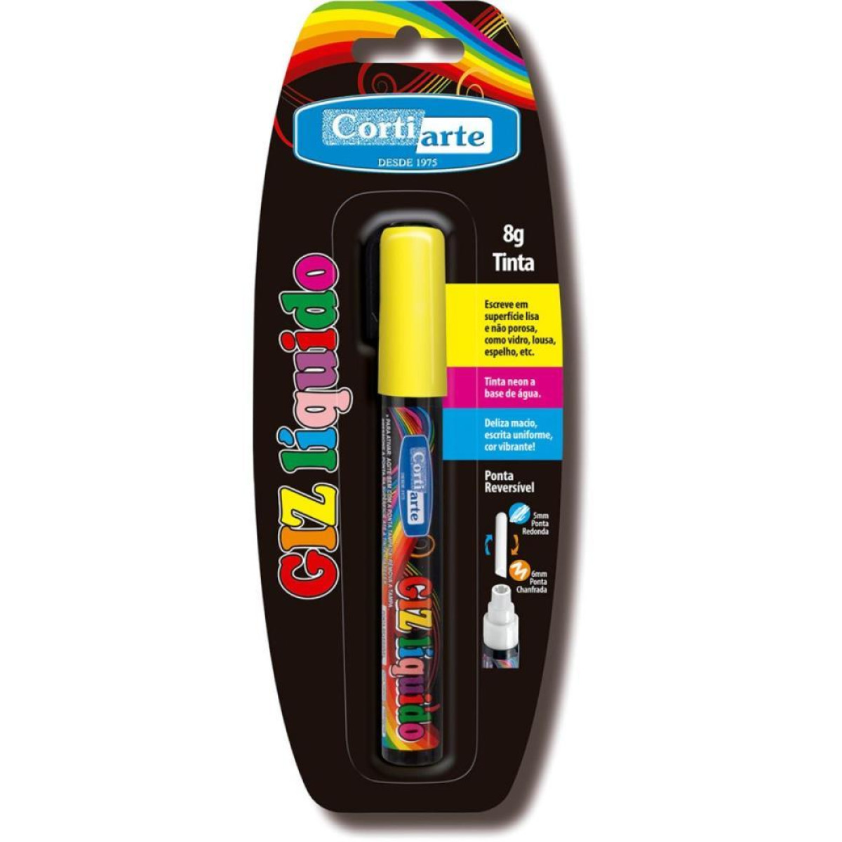 Giz Liquido Amarelo 5mm 8g Ponta Dupla